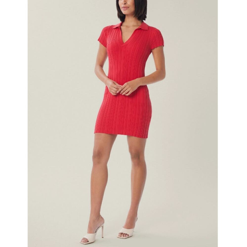 Lita By Ciara Women's Red Ribbed Polo Cotton Blend Mini Dress Size XL
